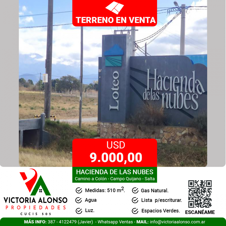Foto Terreno en Venta en Rosario De Lerma, Salta - U$D 10.500 - pix76512989 - BienesOnLine